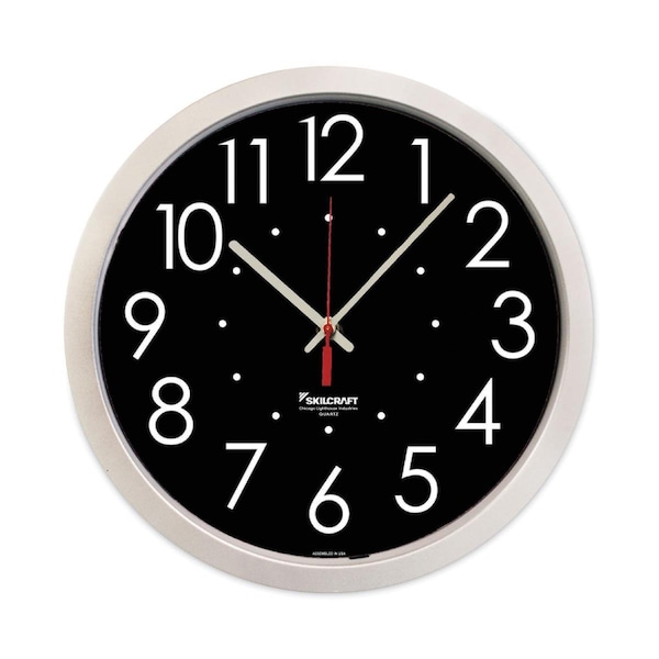 Downbeat 14.5 in. Skilcraft High Contrast Quartz Wall Clock Silver DO3743722 - main